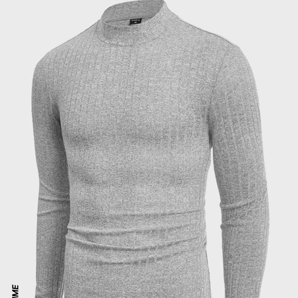 Mock Neck Ribbed Knit Tee - Picture 3 of 5